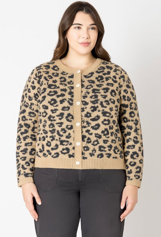 Crewneck Patterned Cardigan