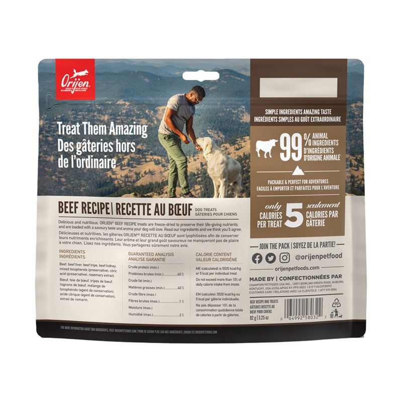 ORIJEN Ranch-Raised Beef Freeze-Dried Dog Treats 92g