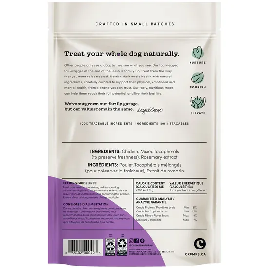 Crumps Freeze Dried Chicken Bites Treats Dog 100g