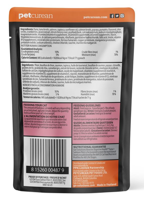 Go Booster Digestive Health Tuna And Salmon Pate Cat 1x2.5oz