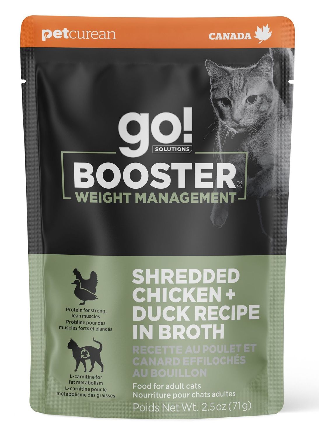 Go Booster Weight Management Shredded Chicken And Duck In Broth Cat 1x2.5oz