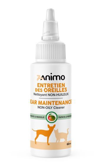 Zanimo Ear Maintenance, Non-Oily Cleaner, For Dogs And Cats - Papaya &amp; Mango 60ml
