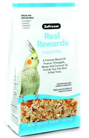 ZuPreem "Real Rewards - Tropical Mix" Fruit &amp; Nut Treats For Medium Birds 6oz (Cs=12)