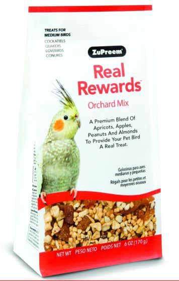 ZuPreem &quot;Real Rewards - Orchard Mix&quot; Fruit &amp; Nut Treats For Medium Birds 6oz