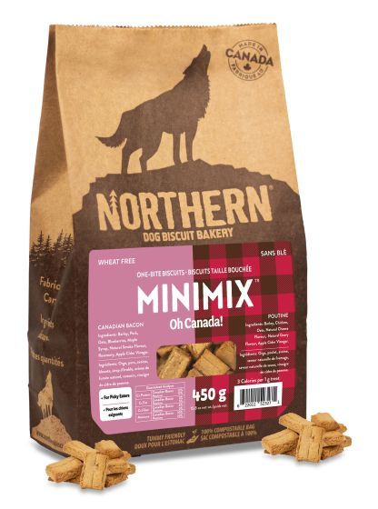 Northern Pet Mini Mix Oh Canada Wheat-Free Dog Biscuits Bacon &amp; Poutine Dog 450g