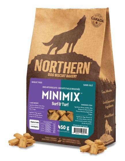 Northern Pet Mini Mix Surf N Turf Wheat-Free Dog Biscuits Lamb Berry &amp; Smoked Fish Dog 450g