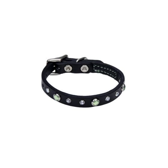 Circle T Fashion Leather Collar With Jewels Green Dog 1pc 1/2x10in