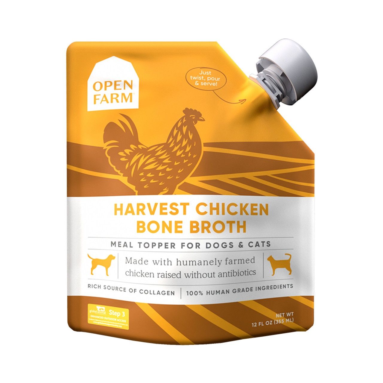 Open Farm Harvest Chicken Bone Broth Meal Topper for Dogs &amp; Cats 12OZ