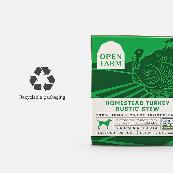 Open Farm Rustic Stews Wet Dog Food, Grain-Free, Complete &amp; Balanced with Human-Grade Ingredients, Humanely-Raised Meat &amp; Bone Broth, Homestead Turkey Recipe, 12.5oz Packs