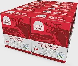 Open Farm Rustic Stews Wet Dog Food, Grain-Free, Complete &amp; Balanced with Human-Grade Ingredients, Humanely-Raised Meat &amp; Bone Broth, Grass-Fed Beef Recipe, 12.5oz Packs