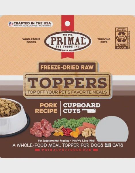 Primal Freeze Dried Pork Cupboard Cuts Topper Cat-Dog 3.5oz