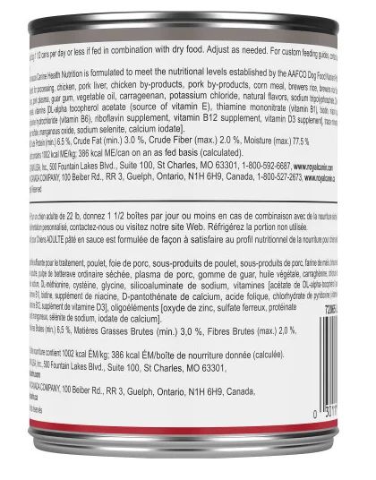 Canned adult dog pâté in Royal Canin sauce, 13.5oz