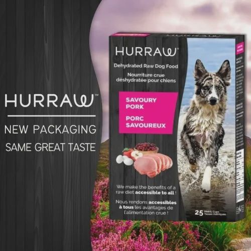 Hurraw Pork Dehydrated Raw Dog Food, 4 x 25 metric cups, (100 cups)