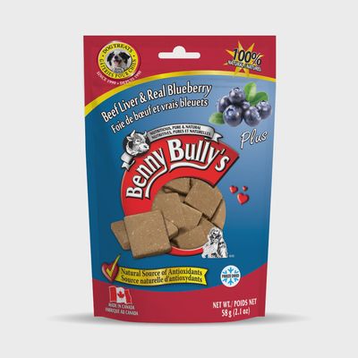 Benny Bullys Pure Beef Liver Plus Real Blueberry Dog 58g