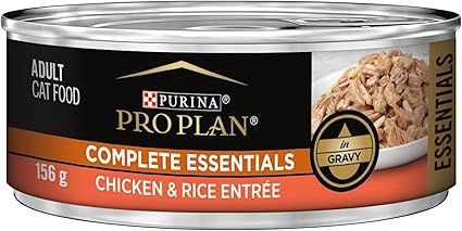 Purina Pro Plan Complete Essentials Wet Cat Food, Chicken &amp; Rice Entree in Gravy - 156 g Can