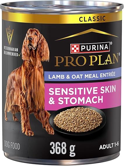 Purina Pro Plan Sensitive Skin &amp; Stomach Wet Dog Food, Classic Lamb &amp; Oat Meal Entree - 368 g Can