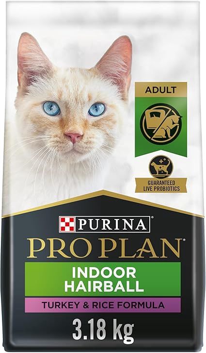 Purina Pro Plan Dry Cat Food, Specialized Indoor Hairball Turkey &amp; Rice - 3.18 kg Bag