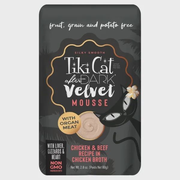 Tiki Cat® After Dark® Velvet Mousse™ Chicken &amp; Beef Recipe in Chicken Broth Wet Cat Food 1 x 2.8oz