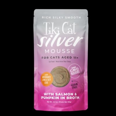 Tiki Cat® Velvet Mousse™ Senior Mousse with Salmon &amp; Pumpkin in Broth Wet Cat Food 1 x 2.8 oz