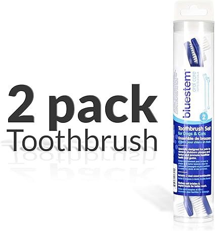 bluestem Pet Toothbrush Set - Includes 2 Double-Sided Dog and Cat Tooth Brushes - Gentle Yet Effective Pet Teeth Cleaning Kit
