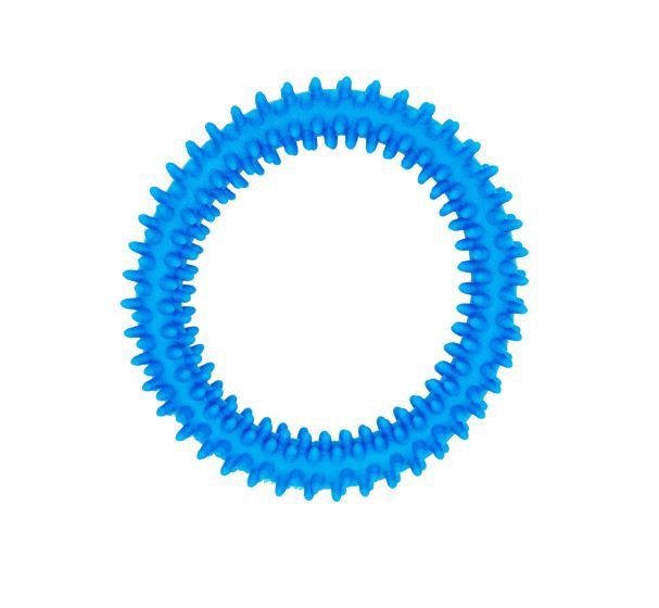 Bud&#39;Z Rubber Dog Toy - Spiky Ring, Blue Dog 4in 1pc