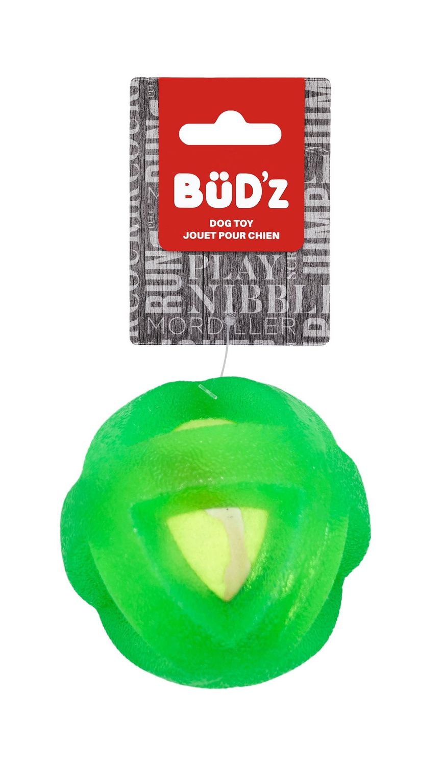 Bud&#39;Z Rubber Dog Toy - With Inserted Tennis Ball, Green