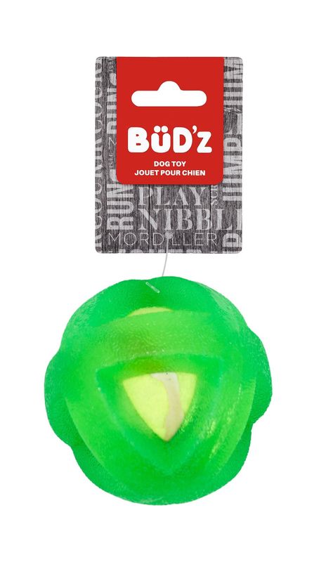 Bud&#39;Z Rubber Dog Toy - With Inserted Tennis Ball, Green