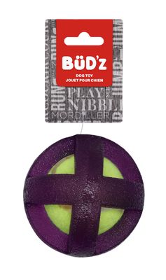 Bud'Z Rubber Dog Toy - With Inserted Tennis Ball, Purple