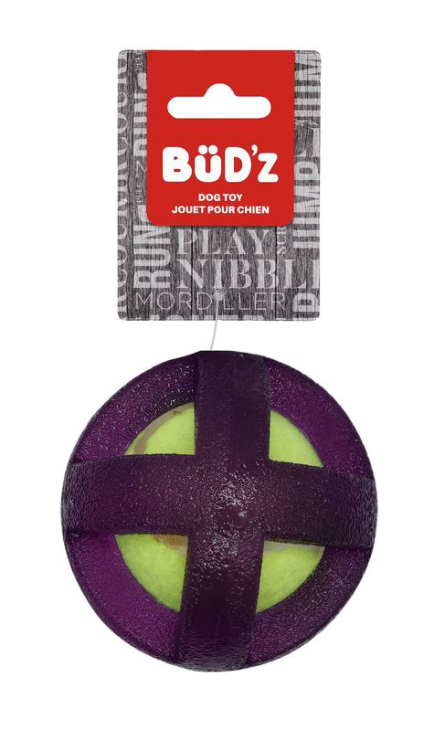 Bud&#39;Z Rubber Dog Toy - With Inserted Tennis Ball, Purple