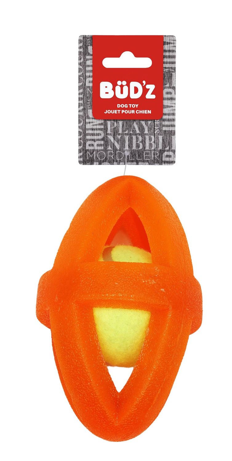 Bud&#39;Z Rubber Dog Toy - With Inserted Tennis Ball, Orange