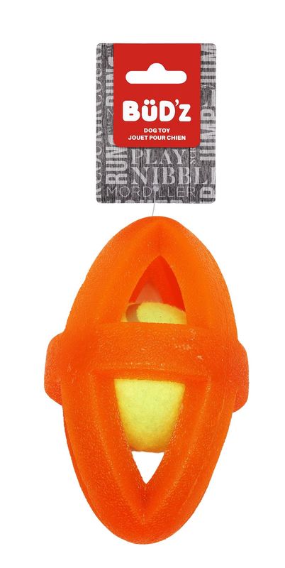 Bud&#39;Z Rubber Dog Toy - With Inserted Tennis Ball, Orange