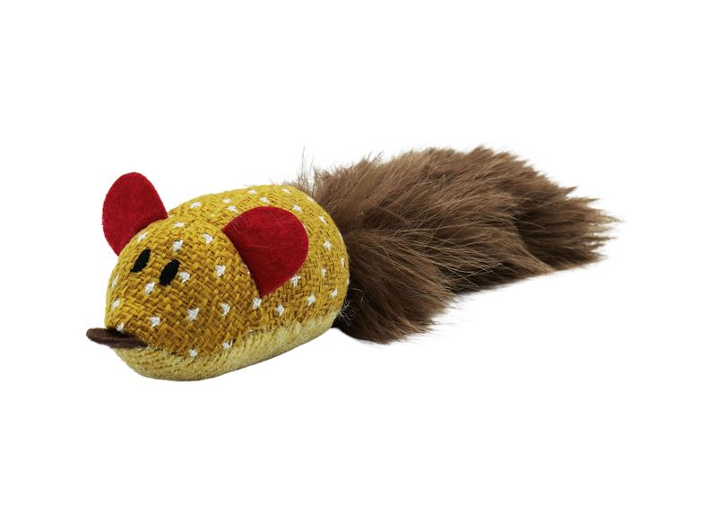 Bud&#39;Z Cat Toy With Catnip Tube Mouse With Silky Tail, Dijon Cat 10&quot; 1pc