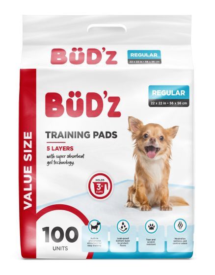 Bud&#39;Z Disposable Puppy Pad 22&quot;x22&quot; (56x56cm) Dog 100pc