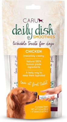 CARU - Daily Dish Smoothies - Lickable Chicken Dog Treat - 4 Pack - .5oz Tubes