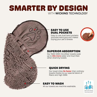Dog Gone Smart™ Dirty Dog Shammy Towel Brown 13" x 31"