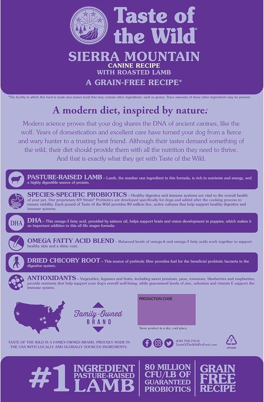 Taste Of the Wild Sierra Mountain Canine Recipe with Roasted Lamb 28LB
