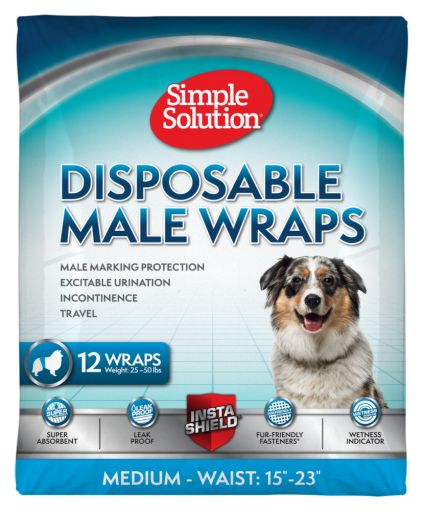 Simple Solution Disposable Male Wraps White  MD  12 pk
