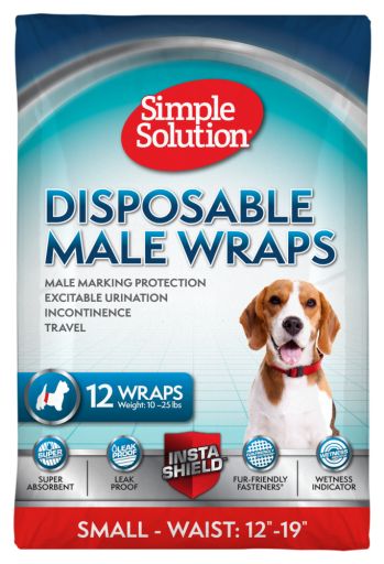 Simple Solution Disposable Dog Diapers for Male Dogs - Small - 12 Count