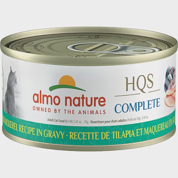 ALMO NATURE Complete Tilapia and Mackerel Recipe in Gravy Canned Cat Food, 2.5 oz (70 g)
