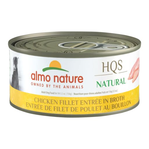 Almo Nature: HQS Natural Dog 12 Pack: Chicken Fillet Entree In Broth - 5.5 oz Cans  Supplemental Dog Canned Wet Food  Limited Ingredient