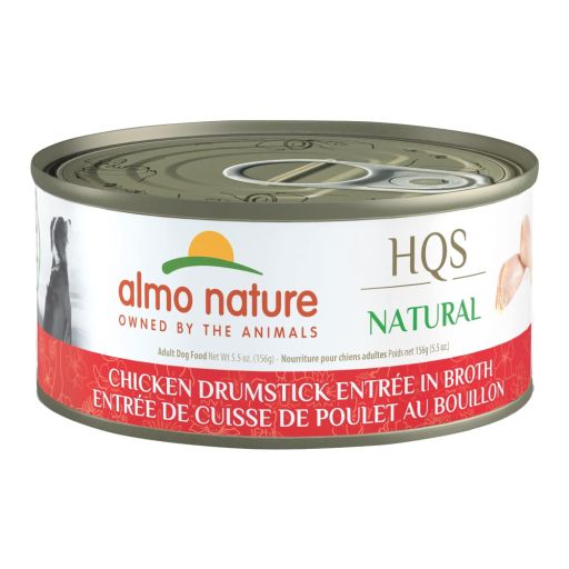 Almo Nature: HQS Natural Dog 12 Pack: Chicken Drumstick Entree In Broth - 5.5 oz Cans  Supplemental Dog Canned Wet Food  Limited Ingredient