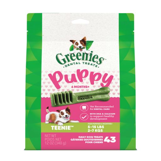 Greenies Puppy Teenie Size Natural Dry Dental Treats for Dogs  12 oz Pack (43 Treats)
