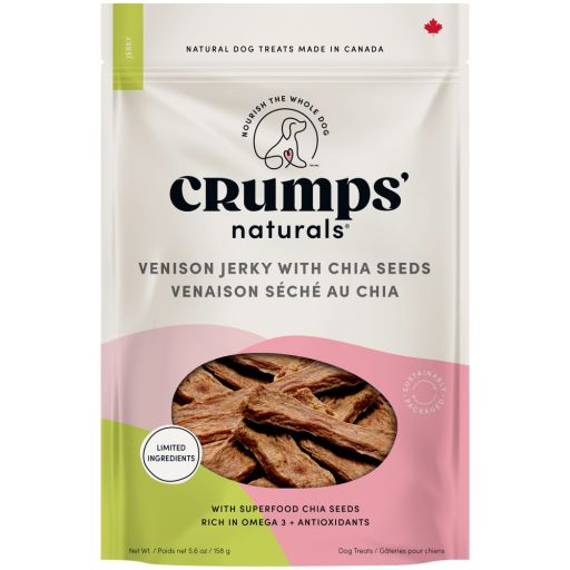 Crumps&#39; Naturals Venison Jerky with Chia Seeds Dog Treats, 5.6 oz.