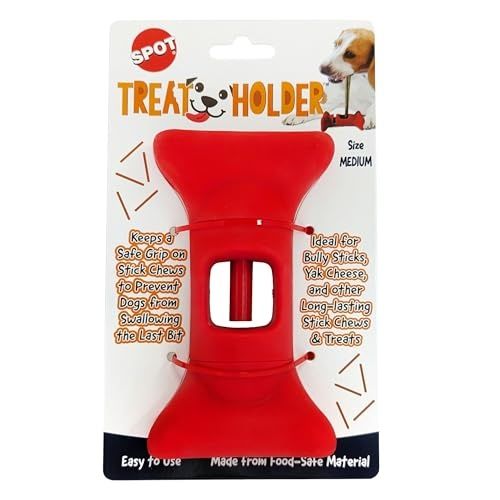 SPOT Treat Holder- Safety Device Bully Stick Holder &amp; Yak Cheese Holder for Medium and Large Dogs, to Help Prevent Choking, 6in