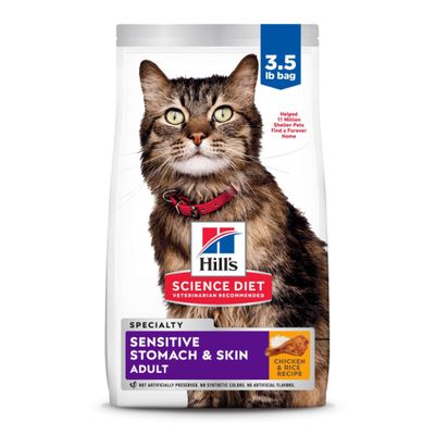Hill s Pet Nutrition Science Diet Chicken &amp; Rice Flavor Dry Cat Food for Adult  3.5 lb. Bag