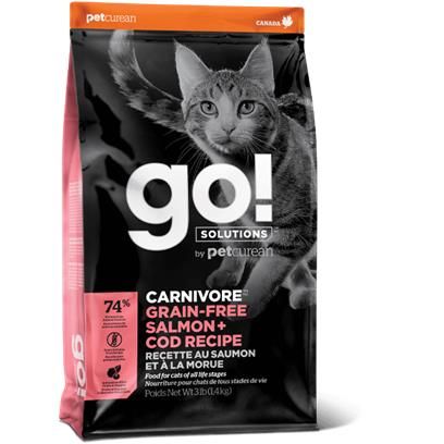 Petcurean GO! Solutions Carnivore Grain Free Salmon &amp; Cod Recipe Dry Cat Food 8-lb