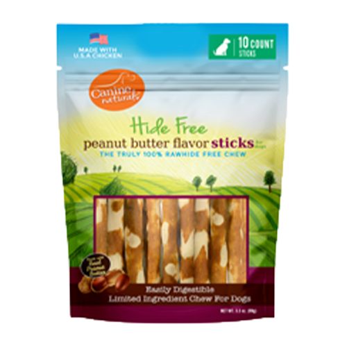 Canine Naturals® Rawhide Free Peanut Butter Flavor Sticks (10 pk)