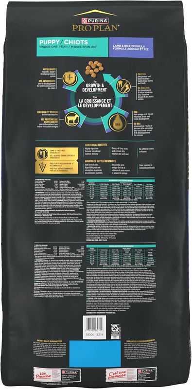 Purina Pro Plan Puppy Dry Dog Food  Dogs Under 1 Year  High Protein Real Lamb &amp; Rice Formula  34 lb Bag