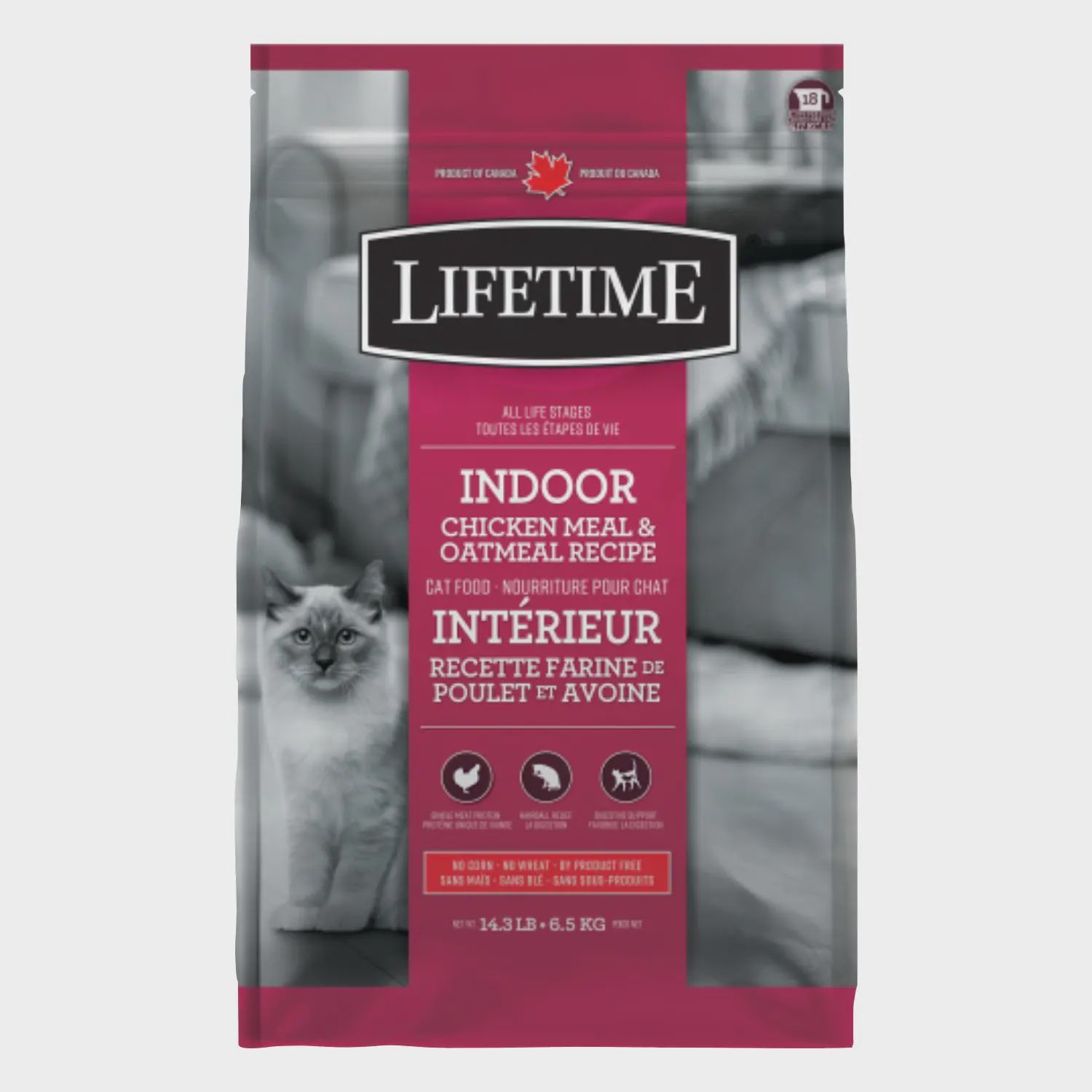 LIFETIME Indoor Chicken Meal &amp; Oatmeal Recipe Dry Cat Food