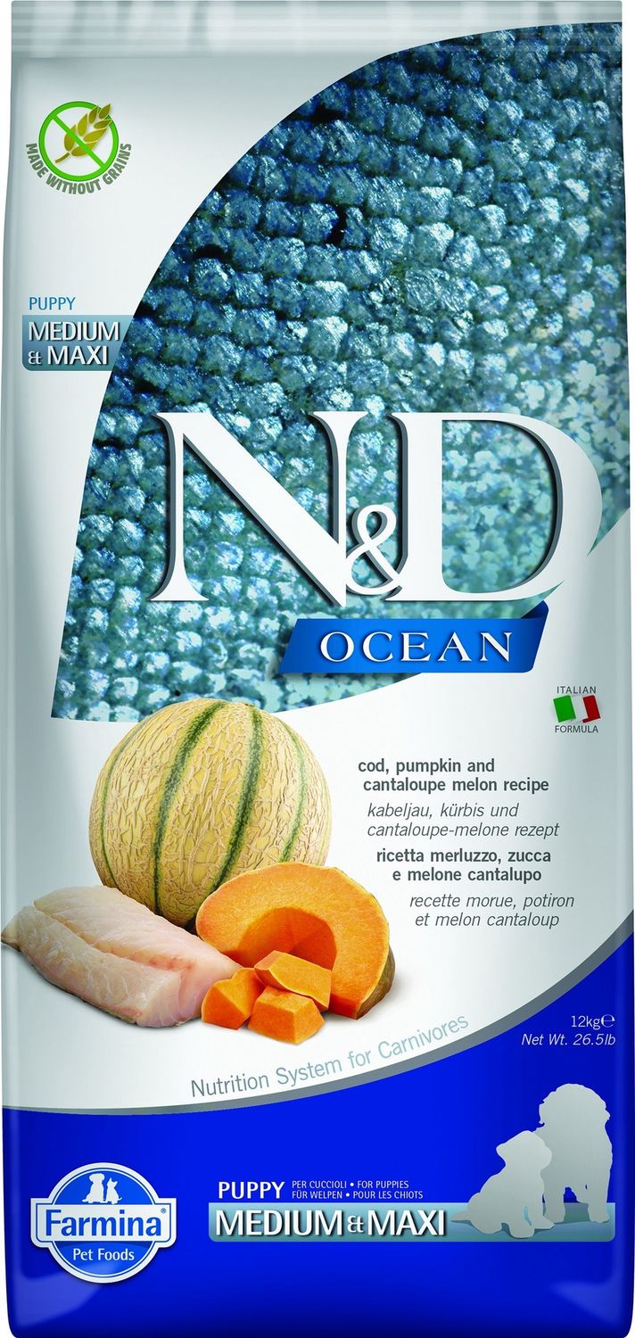 Farmina Ocean Cod Pumpkin &amp; Cantaloupe Puppy Med/Maxi Dog 12kg